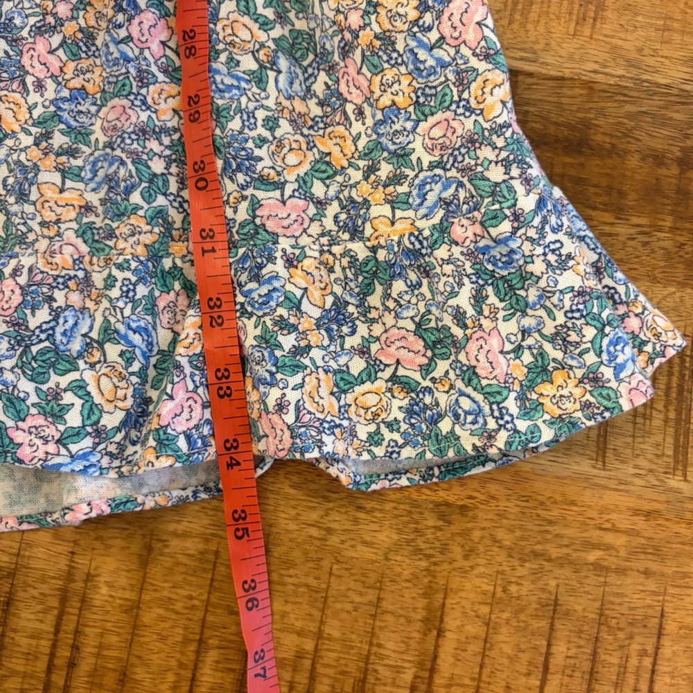 Old Navy Ditsy Floral Mini Dress M Linen Blend Cottagecore Smocked Fit & Flare - Picture 11 of 11